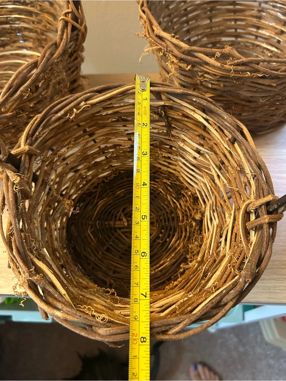 Rustic Wicker Vine Baskets with Handle - Brown - 3 included